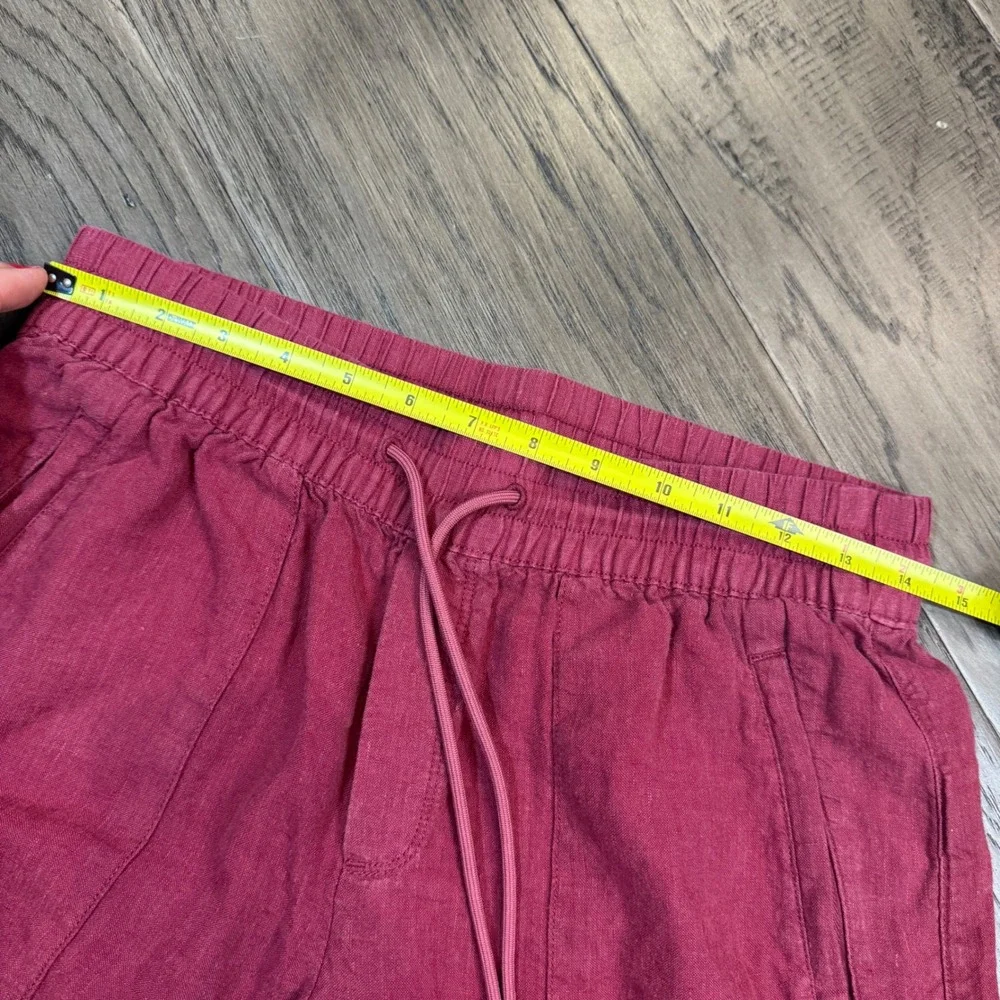 Athleta 100% Linen Pants Womens 4P Petite Wide Leg Drawstring Pockets - Picture 5 of 10